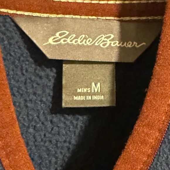 Eddie Bauer Men’s Medium Blue and Red Fleece With Pockets - Picture 3 of 6